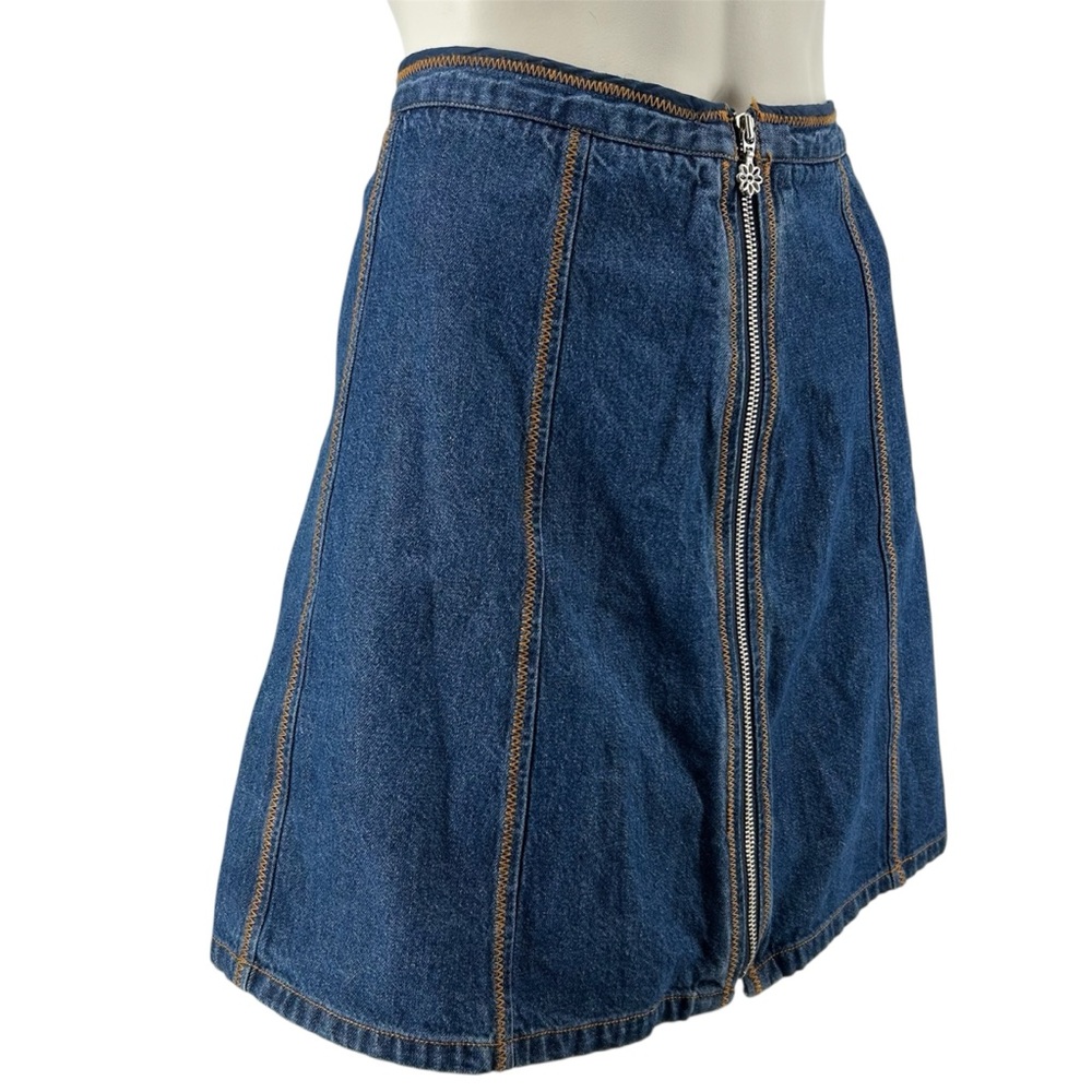 VTG 90s Y2K Unionbay Zip Front Lightweight Denim Skirt Flower Zipper Pull Sz 13 - Picture 3 of 7